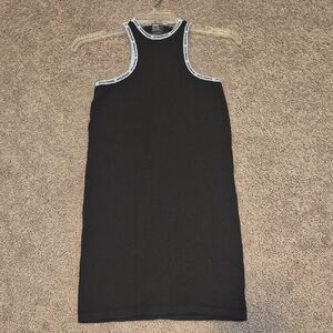 Iets Frans Bodycon Dress Logo Tape Accents Racerback Mini Sporty Black M NWOT